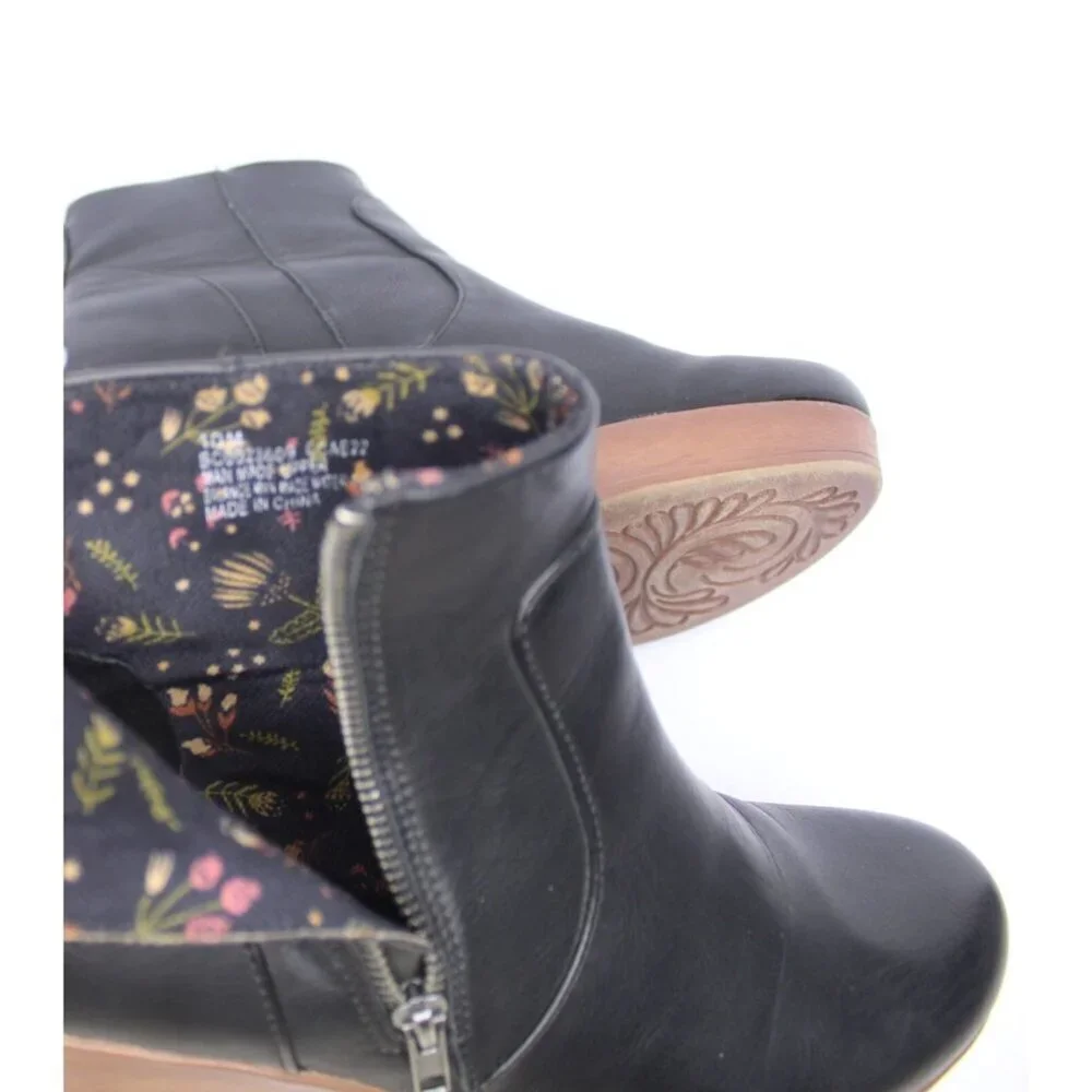 B.O.C. Chelsea Platform Ankle Women's 10 M Faux Black Leather Block Heel‎ Zipper